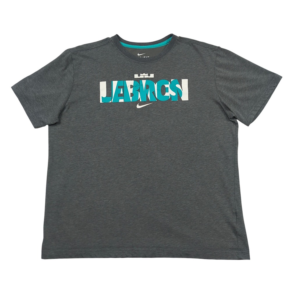 Nike LeBron James Dri-Fit Graphic T-Shirt Mens Large Gray Teal SU131203NIG